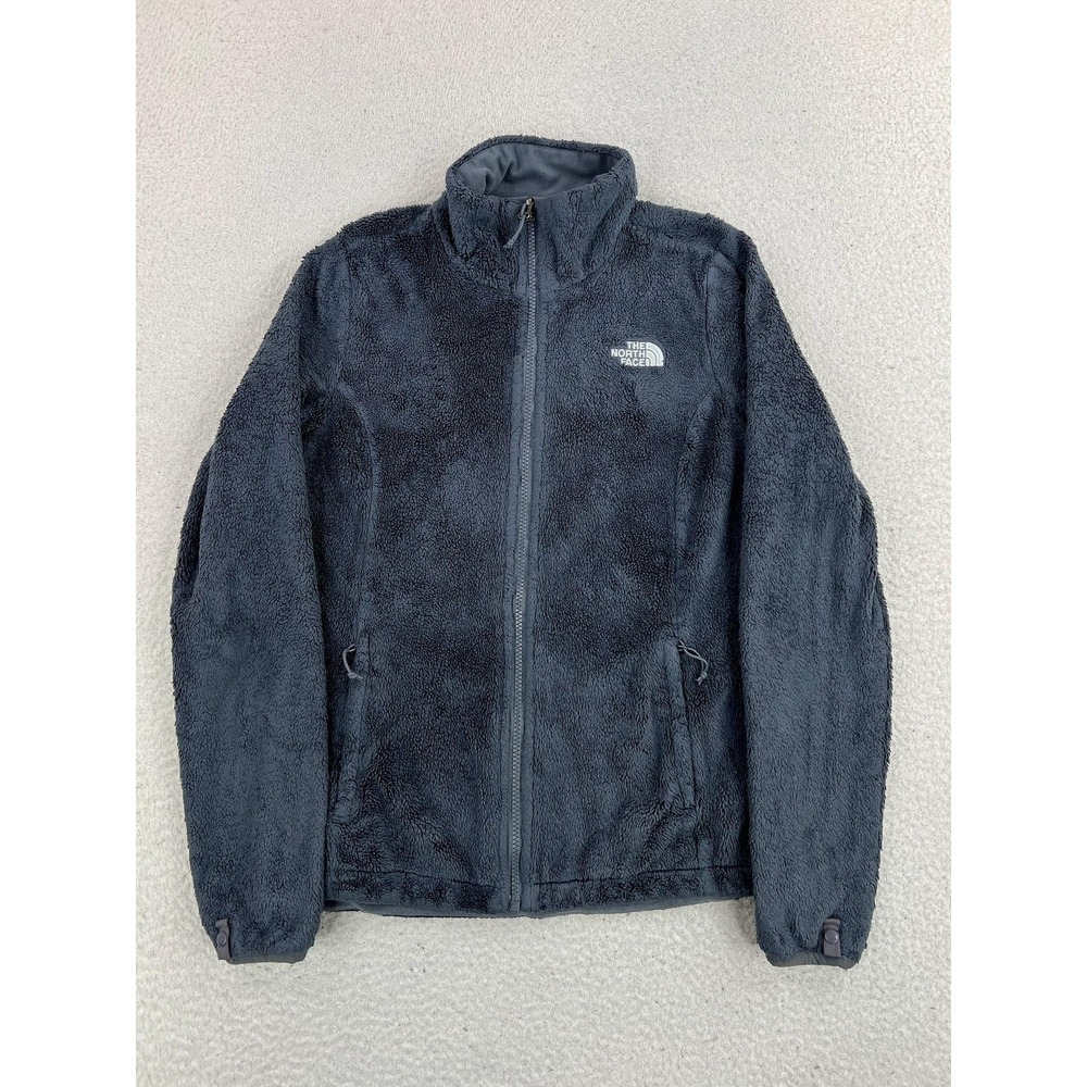 The North Face Jacket Womens XS Gray Fuzzy Fleece Full Zip Pockets Outdoor